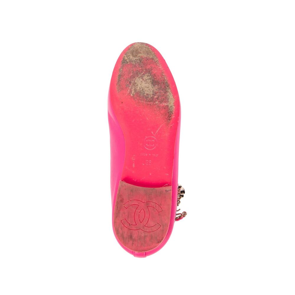 CHANEL Hot Pink Leather Ankle Strap Ballet Flats Size 36 - Picture 4 of 4